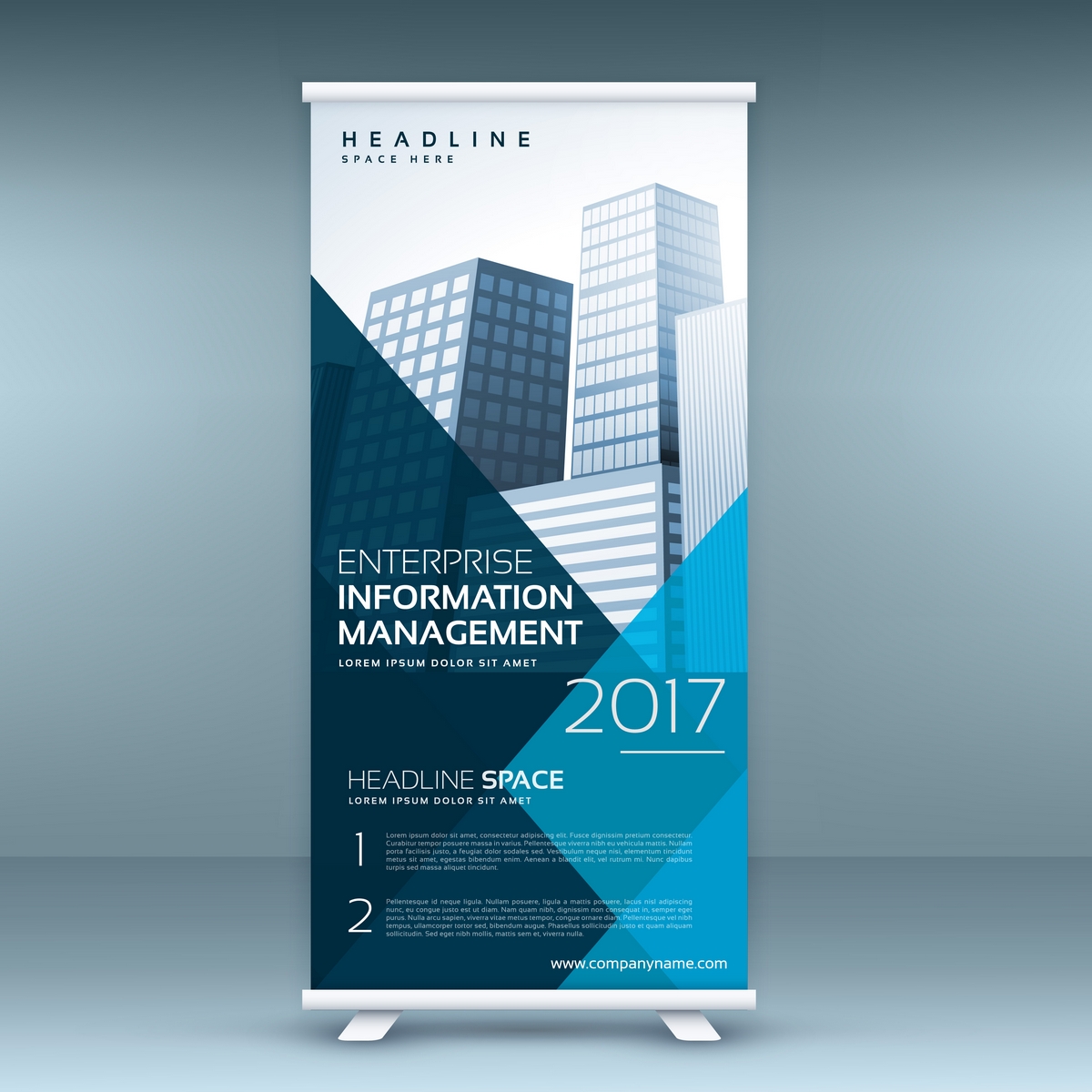 Blue Roll Up Display Banner Mockup Template